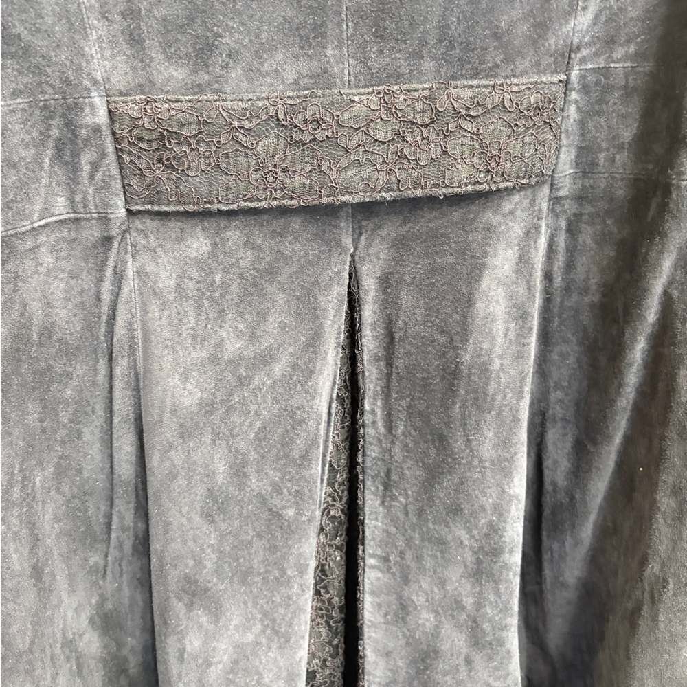 Terry Lewis Coat Navy Leather
Suede Buttons Lace Trim
Pockets Lined Size M - Picture 8 of 11